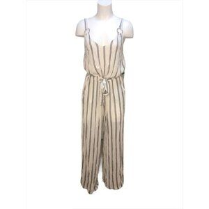 Ardene Vertical Striped Jumpsuit Pockets Size Medium